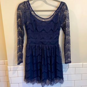 Keepsake the Label Navy Lace long sleeved dress